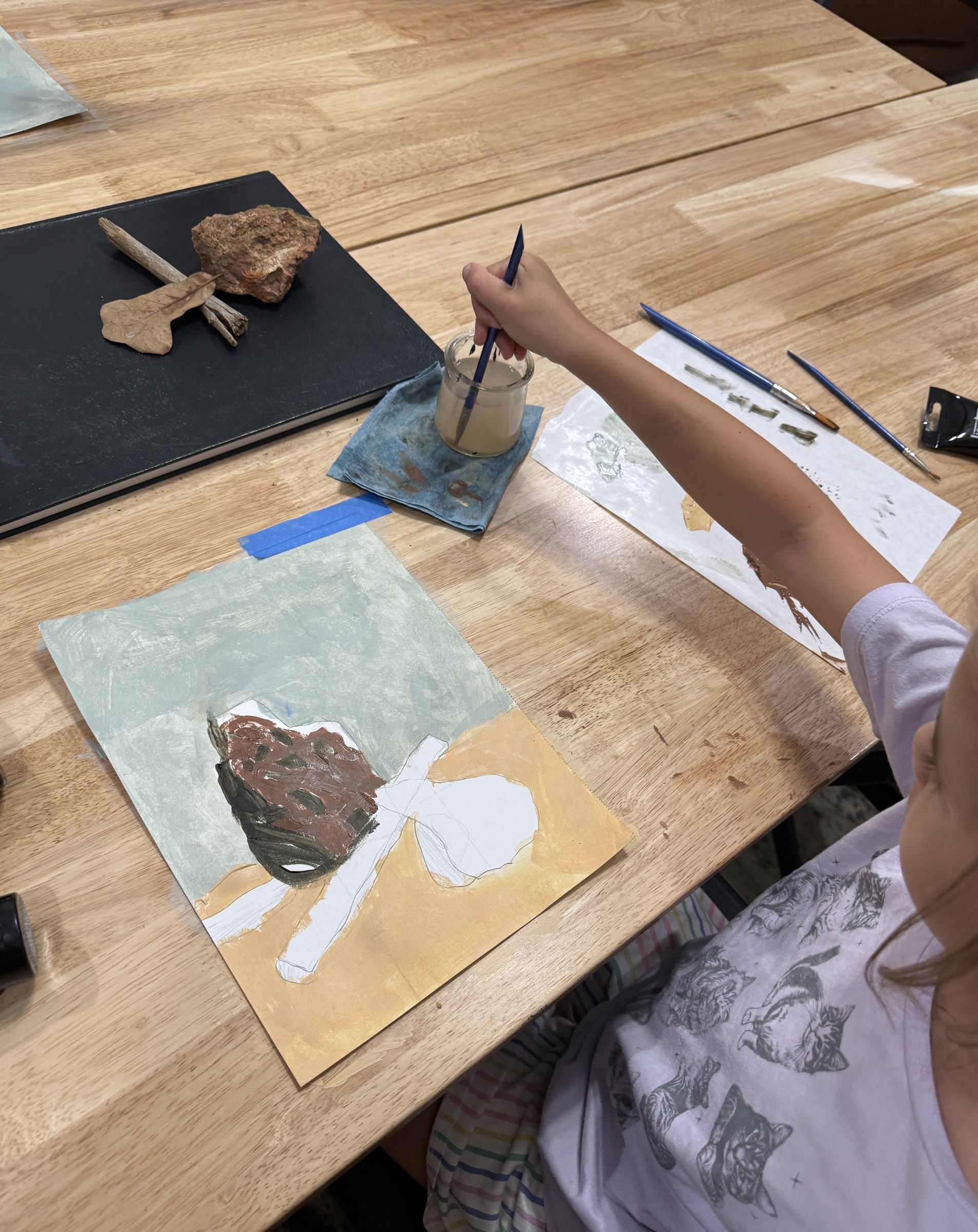Student painting in progress from the foundational phase