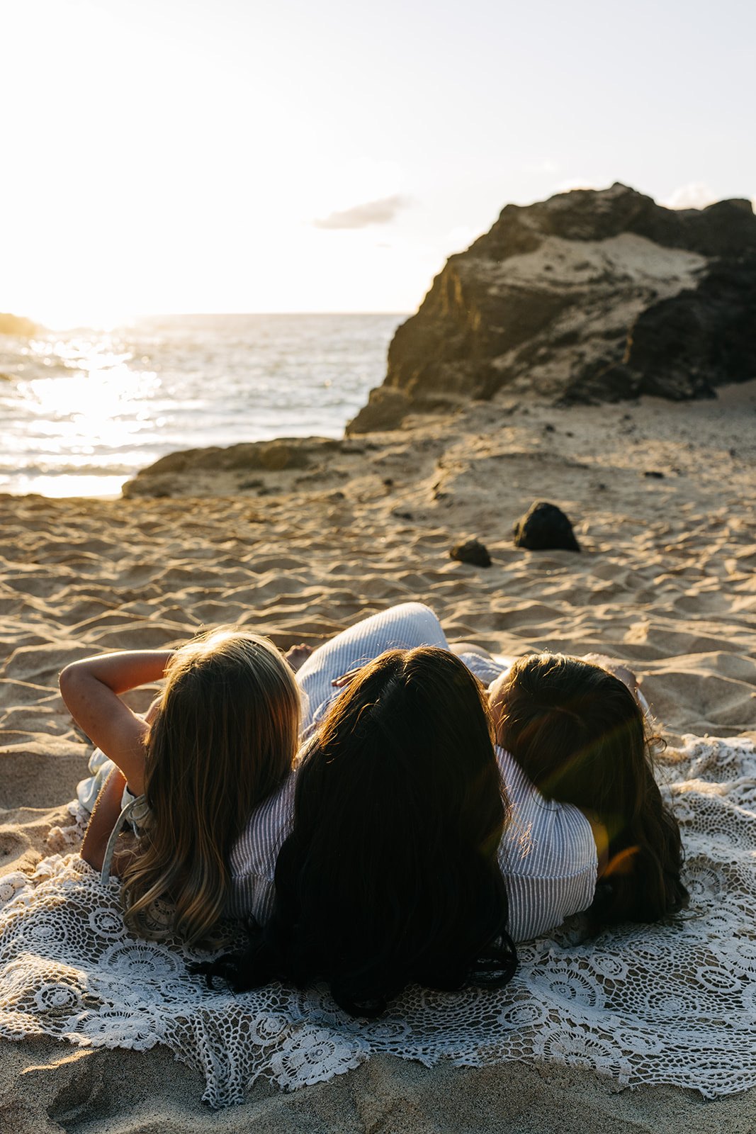 Amber Michelle with her daughters at the beach
